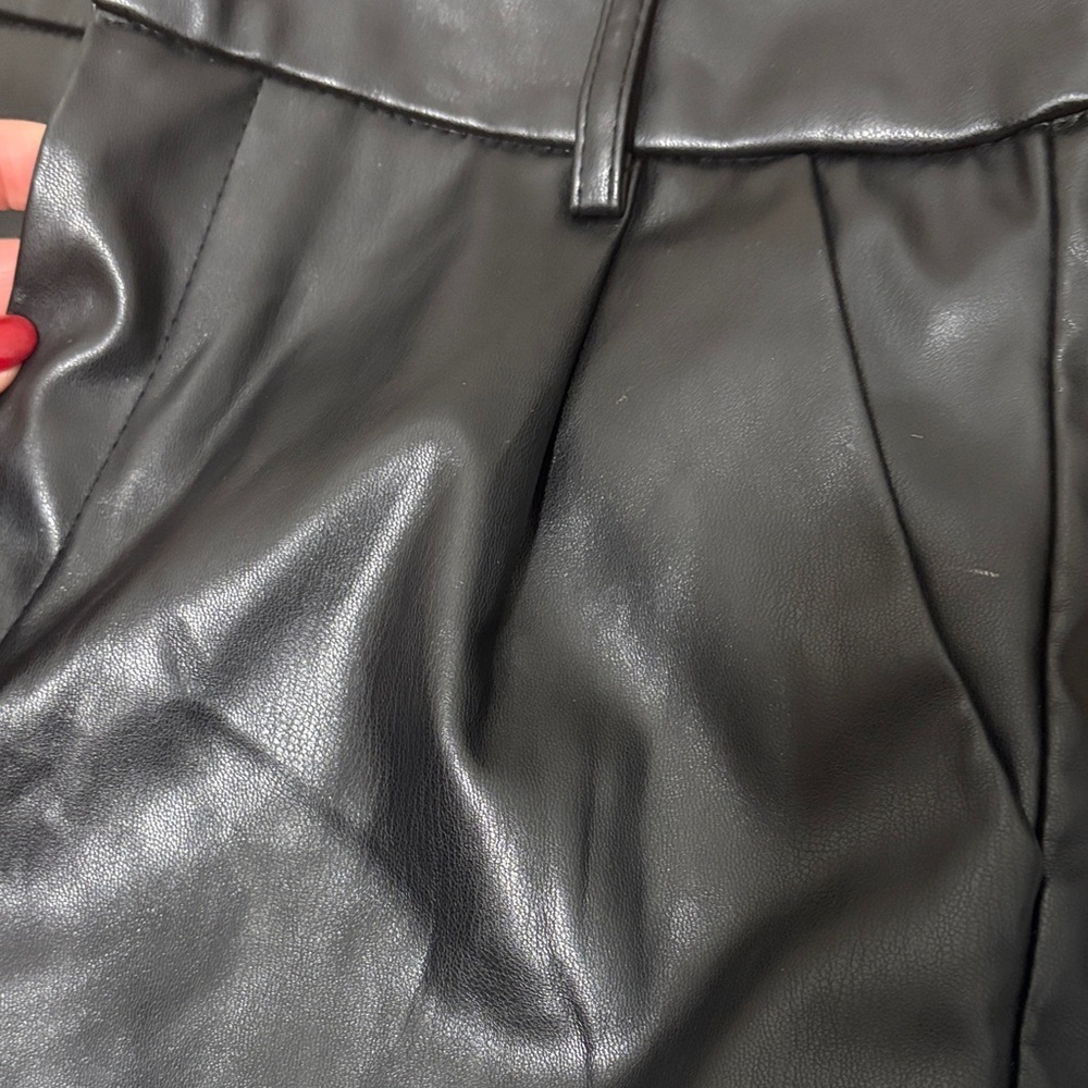 Black Leather Women's Shorts - Picture 3 of 9